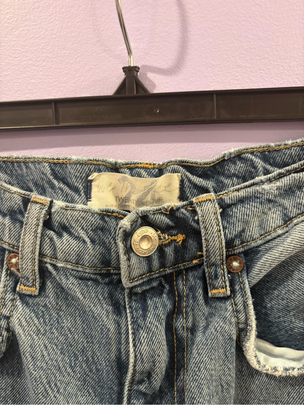 We The Free Light Blue Distressed Straight-Leg Jeans - Women's - Picture 3 of 4